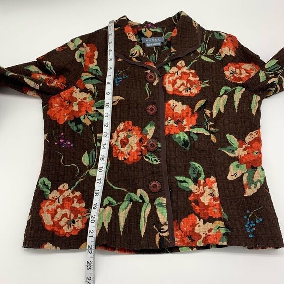 Koret Petite Brown Floral Blazer Jacket Sz PM Petite - Picture 9 of 12